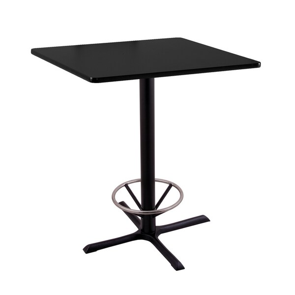 42" 211 Black Table, 36" x 36" Square Top, Foot Ring